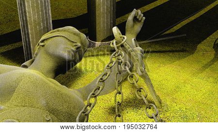 Broken lady of justice 3d rendering