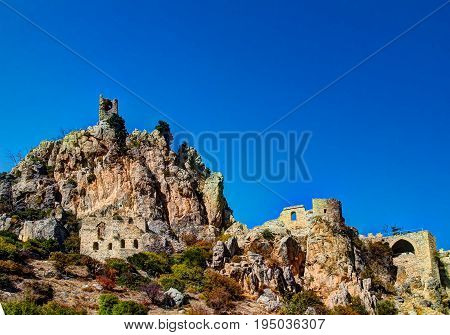 Panorama view to Saint Hilarion Castle at Kirenia Northen Cyprus