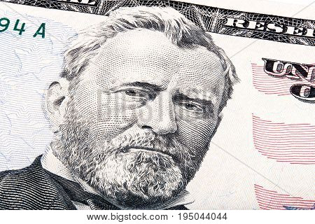 President Ulysses S. Grant from fifty dollar bill. Stacked photo.