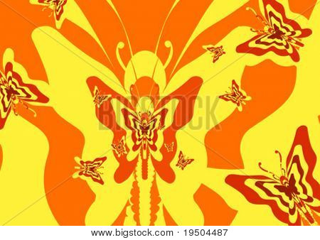 蝴蝶明亮黄色背景为您的设计。矢量 （见还在我的投资组合中的 Jpeg）