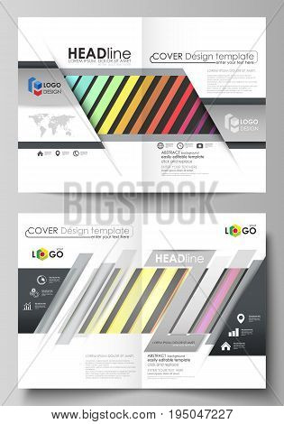 Business templates for bi fold brochure, magazine, flyer, booklet or annual report. Cover design template, easy editable vector, abstract flat layout in A4 size. Bright color rectangles, colorful design with geometric rectangular shapes forming abstract b