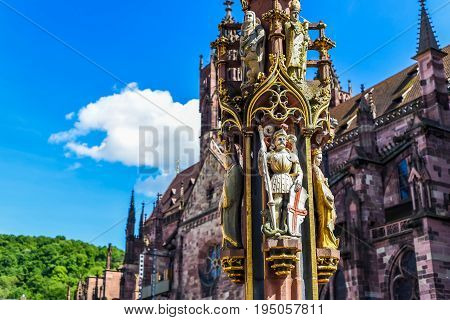 FREIBURG IM BREISGAU, GERMANY - May 17, 2017: old town street in Freiburg, a city in the south-western part of Germany