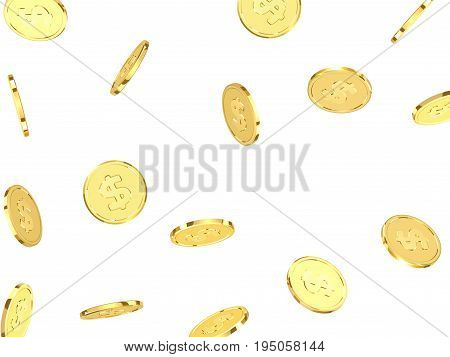 Golden coins. Realistic gold money isolated on white background.