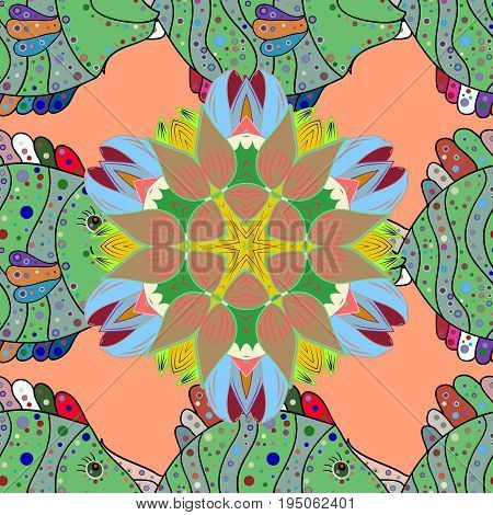 Fishes seamless pattern. Tropical exotic fishes underwater diving. Cute cartoon aquarium fish animals background for kids Vector illustration. Print.