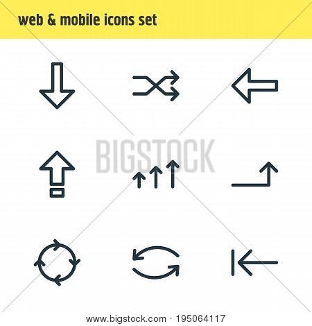 Vector Illustration Of 9 Sign Icons. Editable Pack Of Download, Shrift, Update And Other Elements.