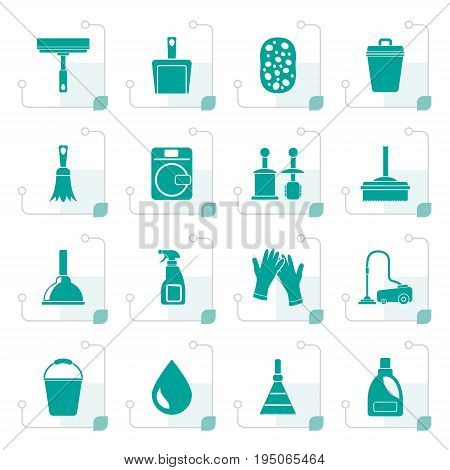 Stylized Cleaning and hygiene icons - vector icon set