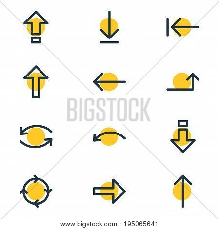 Vector Illustration Of 12 Direction Icons. Editable Pack Of Shrift, Upwards, Right And Other Elements.
