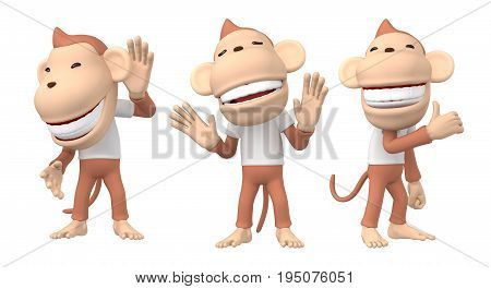 monkey character 
Fun monkey posing and facial expression　- 3D Illustration
