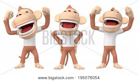 monkey character 
Fun monkey posing and facial expression　- 3D Illustration