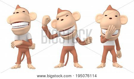 monkey character 
Fun monkey posing and facial expression　- 3D Illustration