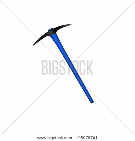 Mattock in black design with blue handle on white background