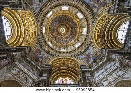 Church Saint Agnes (Santa Agnese) in Agone. Church by Francesco Borromini. 17-th century Baroque church in Rome. Italy June 2017