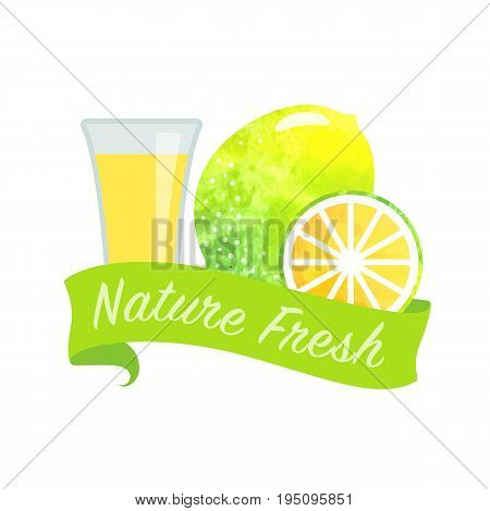 Colorful Watercolor Texture Vector Nature Organic Fresh Fruit Juice Banner Lemon