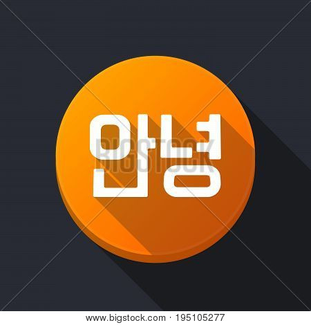 Long Shadow Button With  The Text Hello In The Korean  Language