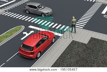 Self Driving Electronic Computer Cars On Road