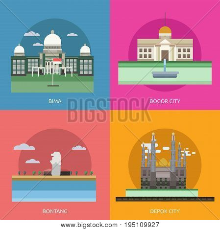 City of Indonesia Conceptual Design | Set of great flat design illustration concepts for city, indonesian, travel and much more.