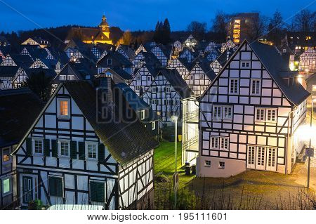 Half-timbered houses of Freudenberg a town in North Rhine-Westphalia Germany