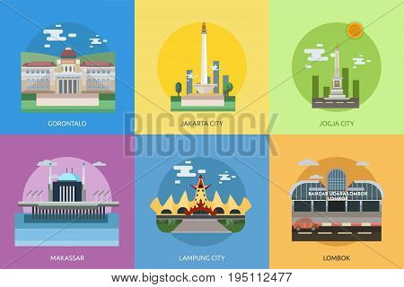 City of Indonesia Conceptual Design | Set of great flat design illustration concepts for city, indonesian, travel and much more.