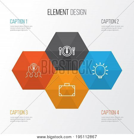 Management Icons Set. Collection Of Dinner, Portfolio, Collaborative Solution And Other Elements. Also Includes Symbols Such As Lunch, Collaboration, Collaborative.