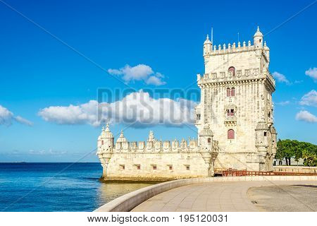 Belem tower at the bank of Tejo River in Lisbon - Portugal