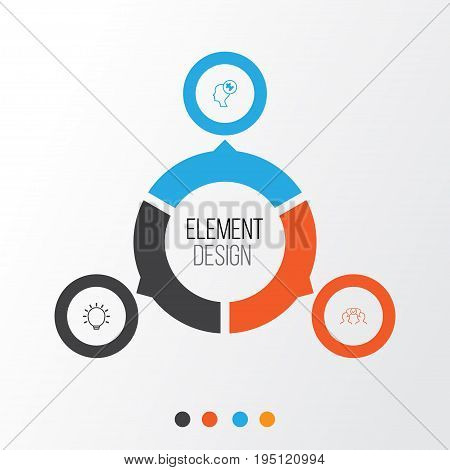 Business Icons Set. Collection Of Great Glimpse, Human Mind, Cooperation And Other Elements. Also Includes Symbols Such As Idea, Solution, Collaborate.