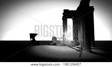Broken lady of justice 3d rendering