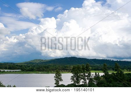 The sky is covered with white clouds.