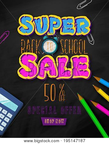 Back to school. Tipographic Banner. Bright flyer. Vector Illustration