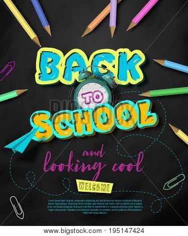 Back to school. Tipographic Banner. Bright flyer. Vector Illustration