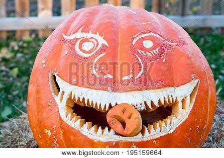 CHADDS FORD, PA - OCTOBER 26: View of The Great Pumpkin Carve carving contest on October 26, 2013
