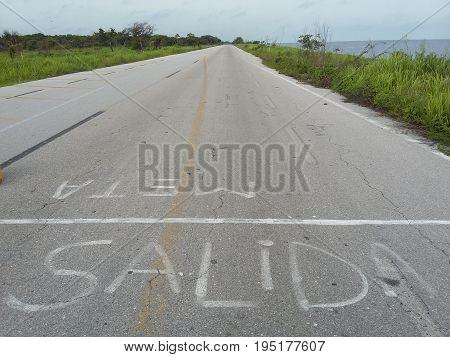 Start and finish text on a champoton cycling road
