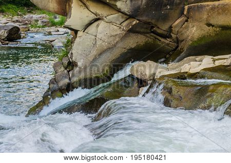Background Landscape With Waterfall In Yaremche Vilage In Ukraine