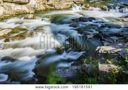 Background Landscape With Waterfall In Yaremche Vilage In Ukraine