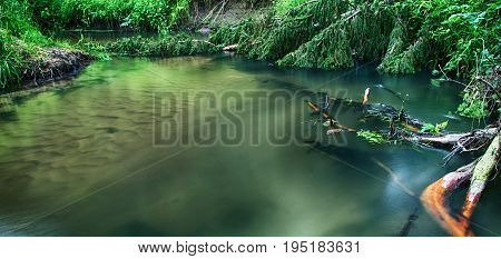 Stiil Water. Isloch River In Belarus