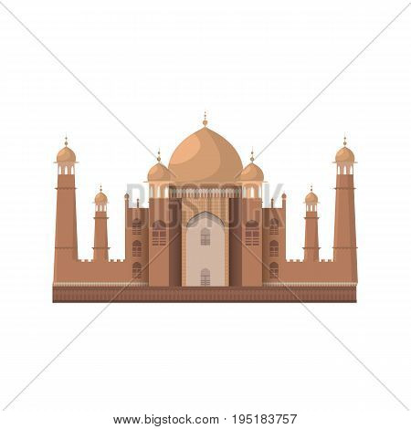 Taj Mahal Mausoleum In Agra, India. Isolated On White. Vector