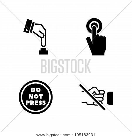 Buttons. Simple Related Vector Icons Set for Video, Mobile Apps, Web Sites, Print Projects and Your Design. Black Flat Illustration on White Background.