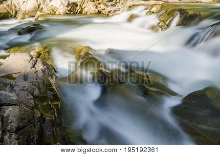 Background Landscape With Waterfall In Yaremche Vilage In Ukraine