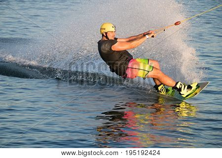 Rider Wakeboarding In The Cable Wake Park Merkur