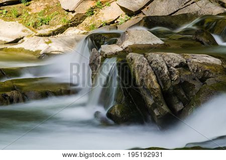 Background Landscape With Waterfall In Yaremche Vilage In Ukraine