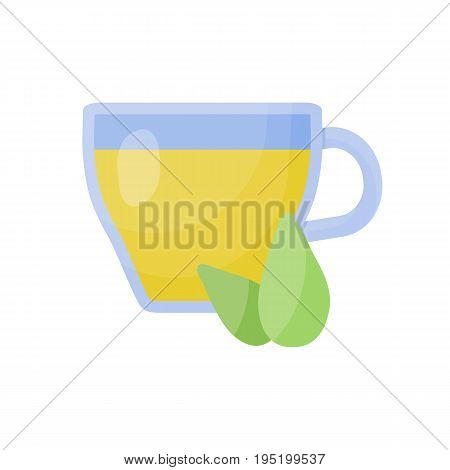 Green tea cup vector flat icon Flat design of food relaxation superfood and healthcare object isolated on white background cute vector illustration