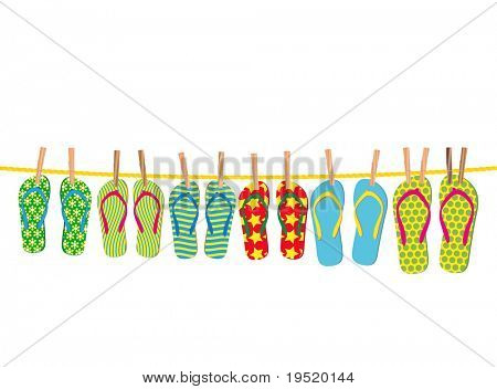 Flip-flop en una cuerda - una ilustración para su proyecto de diseño.