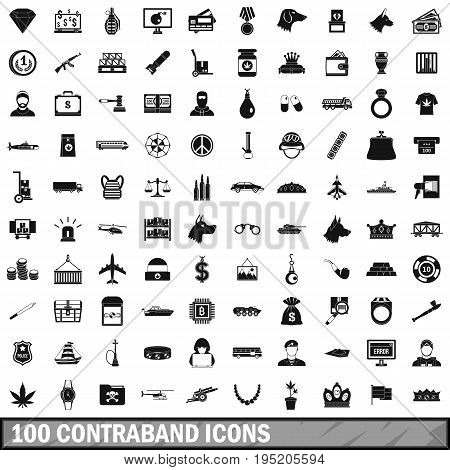 100 contraband icons set in simple style for any design vector illustration