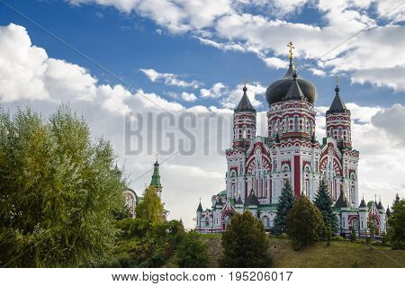 The beautiful Orthodox Church St. Panteleimon Cathedral the Cathedral The Feofaniya Park is one of the most beautiful places in Kiev the capital of Ukraine.