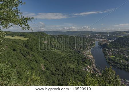 View for valley of river Labe with Usti nad Labem city