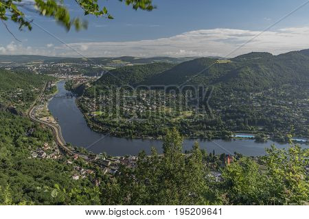 View for valley of river Labe with Usti nad Labem city