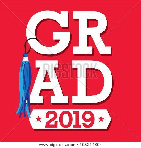 Class of 2019 Congratulations Graduate Typography with Tassel
