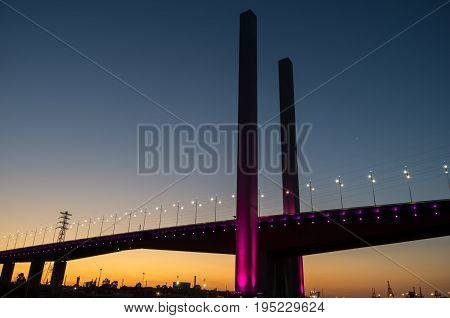 Bolte Bridge crossing the Yarra River at Docklands in Melbourne, Australia