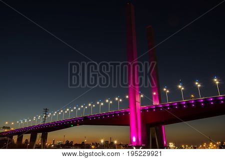 Bolte Bridge crossing the Yarra River at Docklands in Melbourne, Australia