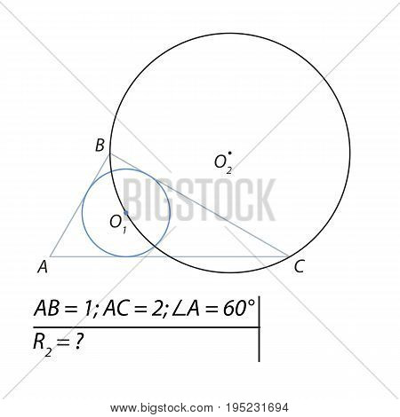 Vector illustration of a geometrical problem to find the radius of the inscribed circle-01