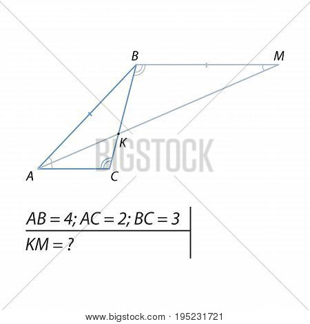 Vector illustration of a geometrical problem to find the segment KM-01